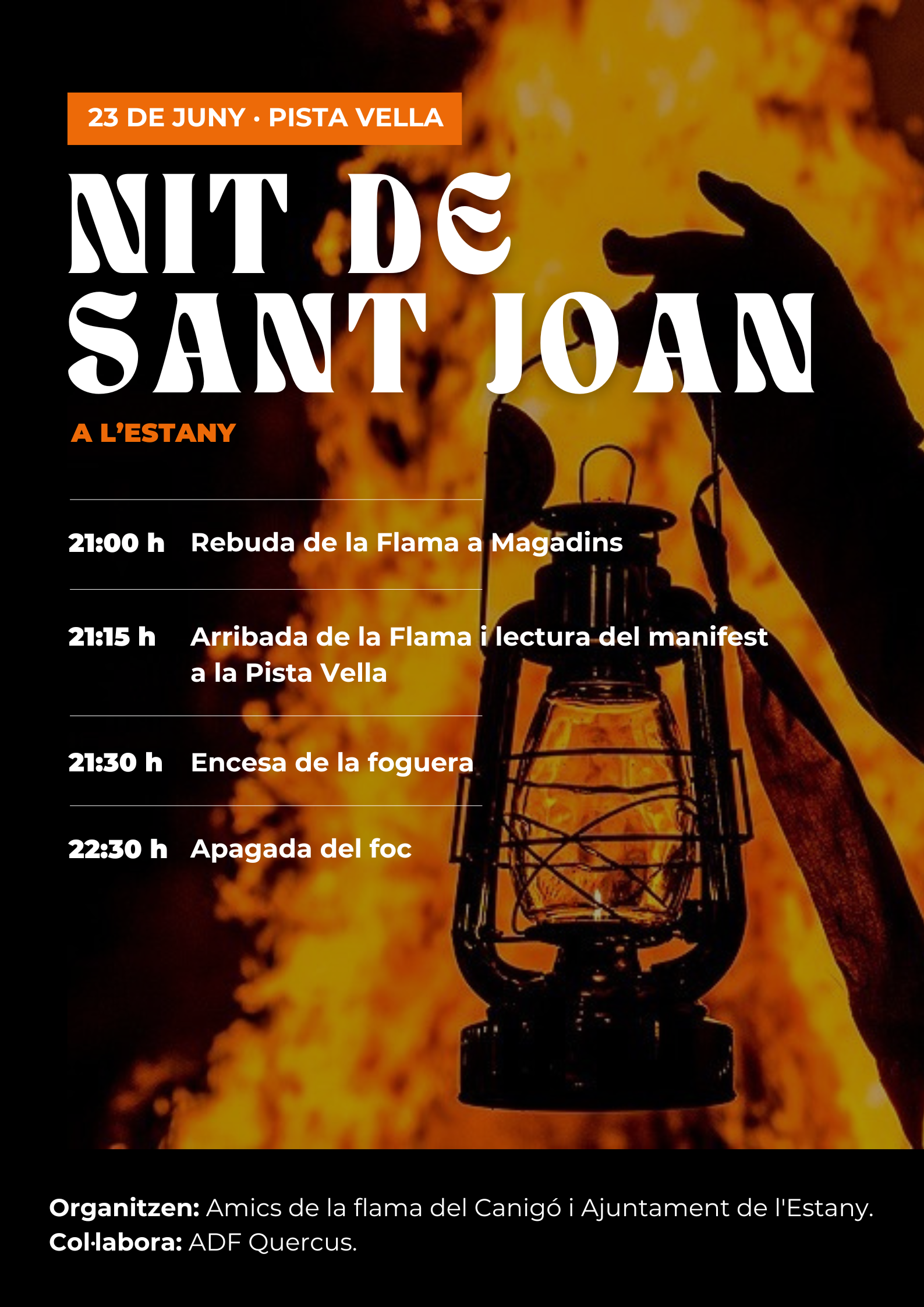 Foguera de Sant Joan i Flama del Canigó