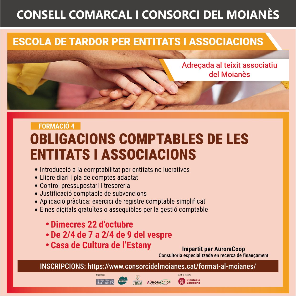 Escola de tardor per entitats i associacions. Formació a l'Estany