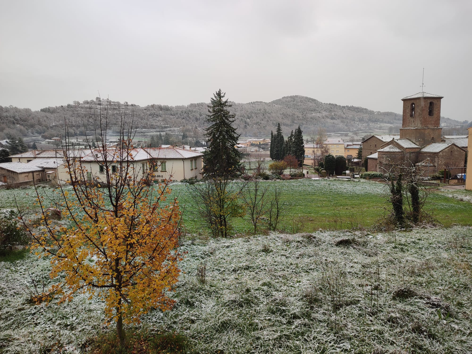 L'Estany es desperta emblanquinat per una lleu nevada