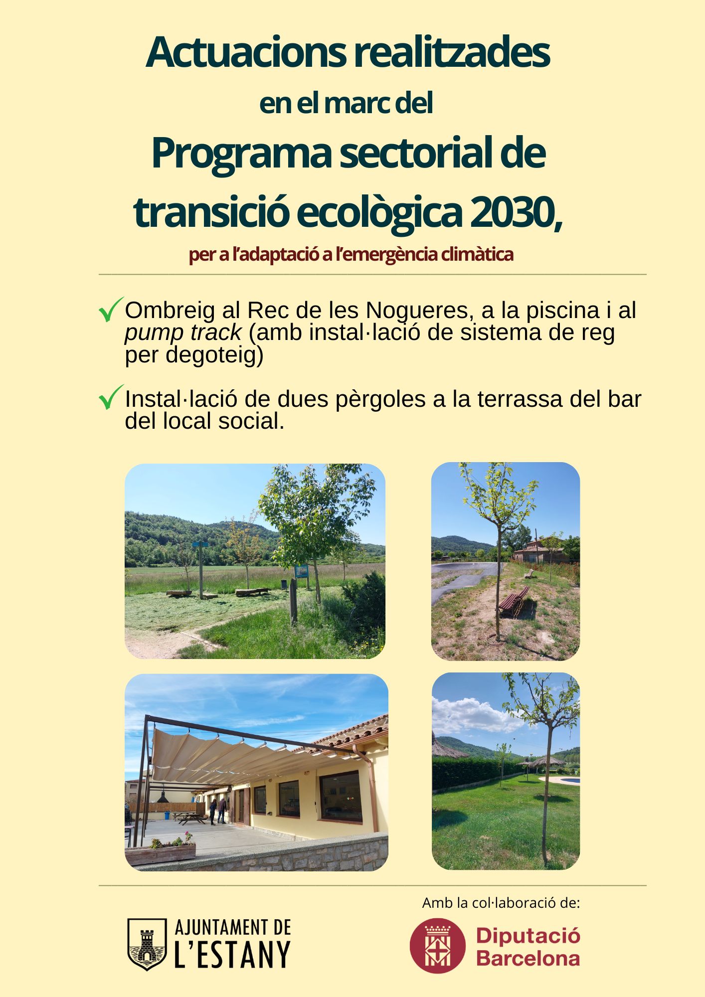 Actuacions realitzades en el marc del Programa sectorial de transició ecològica 2030, per a l'adaptació a l'emergència climàtica